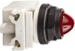 Schneider Electric - 120 VAC/VDC Red Lens LED Pilot Light - Round Lens, Screw Clamp Connector, 54mm OAL x 42mm Wide, Vibration Resistant - All Tool & Supply