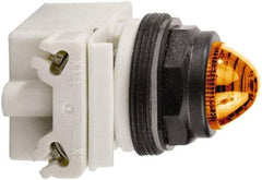 Schneider Electric - 120 VAC White Lens LED Pilot Light - Round Lens, Screw Clamp Connector, 54mm OAL x 42mm Wide, Vibration Resistant - All Tool & Supply