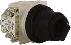 Schneider Electric - 30mm Mount Hole, 2 Position, Knob and Pushbutton Operated, Selector Switch - Black, Maintained (MA), Anticorrosive, Weatherproof, Dust and Oil Resistant - All Tool & Supply