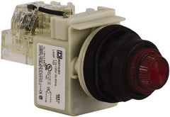 Schneider Electric - 110 VAC at 50/60 Hz via Transformer, 120 VAC at 50/60 Hz via Transformer Red Lens Press-to-Test Indicating Light - Round Lens, Screw Clamp Connector, Corrosion Resistant, Dust Resistant, Oil Resistant - All Tool & Supply