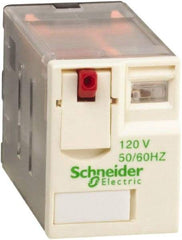 Schneider Electric - 2,500 VA Power Rating, Electromechanical Plug-in General Purpose Relay - 10 Amp at 250/277 VAC & 28/30 VDC, 5 at 250 VAC & 28 VDC, 3CO, 120 VAC at 50/60 Hz - All Tool & Supply