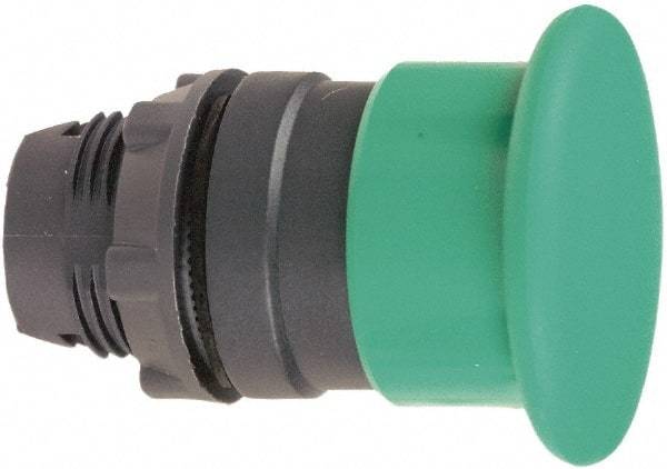 Schneider Electric - 22mm Mount Hole, Extended Mushroom Head, Pushbutton Switch Only - Round, Green Pushbutton, Illuminated, Maintained (MA) - All Tool & Supply