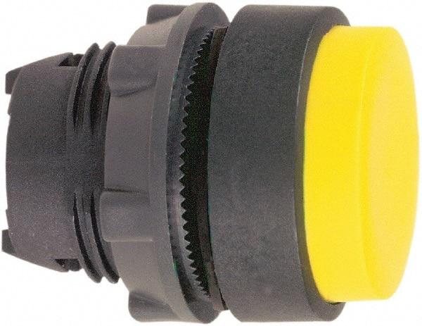 Schneider Electric - 22mm Mount Hole, Extended Straight, Pushbutton Switch Only - Round, Yellow Pushbutton, Nonilluminated, Maintained (MA) - All Tool & Supply