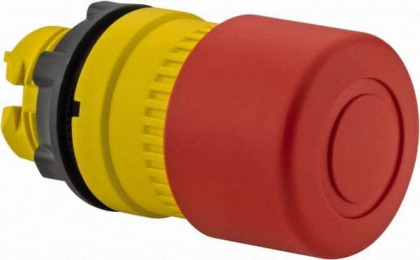 Schneider Electric - 22mm Mount Hole, Extended Mushroom Head, Pushbutton Switch Only - Round, Red Pushbutton, Nonilluminated, Trigger Action, Off, Shock and Vibration Resistant - All Tool & Supply