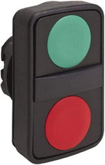 Schneider Electric - 22mm Mount Hole, Extended Straight, Flush, Pushbutton Switch Only - Rectangle, Green and Red Pushbutton, Nonilluminated, Momentary (MO), On-Off, Shock and Vibration Resistant - All Tool & Supply