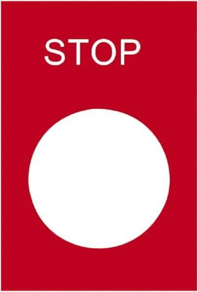 Schneider Electric - Rectangular, PVC Legend Plate - Stop - Red Background, White Letters, 22mm Hole Diameter, 30mm Wide x 40mm High - All Tool & Supply