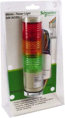 Schneider Electric - LED Lamp, Green, Red and Amber, Steady, Preassembled Stackable Tower Light Module Unit - 24 VAC/VDC, 75 Milliamp, Base Mount - All Tool & Supply