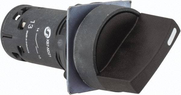 Schneider Electric - 22mm Mount Hole, 2 Position, Knob Operated, Selector Switch Only - Black, Maintained (MA), Nonilluminated, Shock and Vibration Resistant - All Tool & Supply