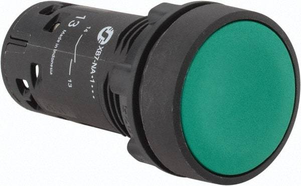 Schneider Electric - 22mm Mount Hole, Flush, Pushbutton Switch Only - Round, Green Pushbutton, Nonilluminated, Momentary (MO), Shock and Vibration Resistant - All Tool & Supply