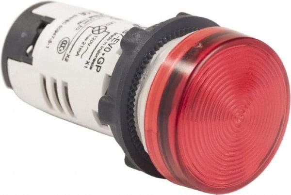 Schneider Electric - 120 VAC Red Lens LED Pilot Light - Round Lens, Screw Clamp Connector, 29mm Wide, Shock Resistant, Vibration Resistant - All Tool & Supply