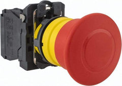 Schneider Electric - 22mm Mount Hole, Extended Mushroom Head, Pushbutton Switch Only - Round, Red Pushbutton, Nonilluminated, Trigger Action, Off, Shock and Vibration Resistant - All Tool & Supply