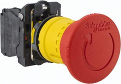 Schneider Electric - 22mm Mount Hole, Extended Mushroom Head, Pushbutton Switch Only - Round, Red Pushbutton, Nonilluminated, Maintained (MA), Off, Shock and Vibration Resistant - All Tool & Supply