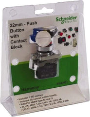 Schneider Electric - 22mm Mount Hole, Pushbutton Switch with Contact Block - All Tool & Supply