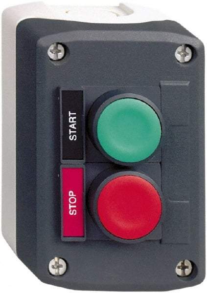 Schneider Electric - 2 Operator, Flush Pushbutton Control Station - Start-Stop (Legend), Momentary Switch, NO/NC Contact, NEMA 13, 4X - All Tool & Supply