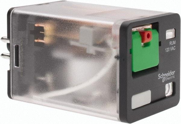 Schneider Electric - 3 at 60 Hz VA Power Rating, Octal Electromechanical Plug-in General Purpose Relay - 10 Amp at 277 VAC & 30 VDC, DPDT, 120 VAC, 35mm Wide x 56mm High x 35.4mm Deep - All Tool & Supply