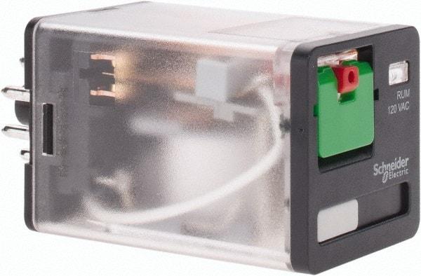 Schneider Electric - 3 at 60 Hz VA Power Rating, Octal Electromechanical Plug-in General Purpose Relay - 10 Amp at 277 VAC & 30 VDC, DPDT, 120 VAC, 35mm Wide x 56mm High x 35.4mm Deep - All Tool & Supply