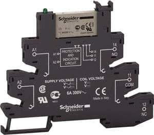 Schneider Electric - 1,500 VA Power Rating, Electromechanical Spring General Purpose Relay - 6 Amp at 24 V, SPDT, 24 VAC/VDC, 6.2mm Wide x 78.7mm High x 103mm Deep - All Tool & Supply