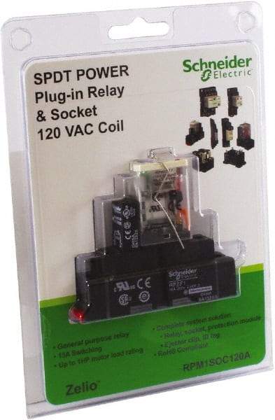 Schneider Electric - 1 hp, Electromechanical Plug-in General Purpose Relay - 15 Amp at 120 VAC, SPDT, 120 VAC - All Tool & Supply