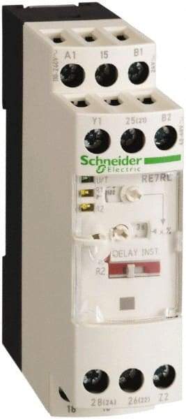 Schneider Electric - 300 hr Delay, Single Range 2CO Time Delay Relay - 8 Contact Amp, 110 to 240 VAC, 24 VAC, 24 VDC, 42 to 48 VAC & 42 to 48 VDC - All Tool & Supply