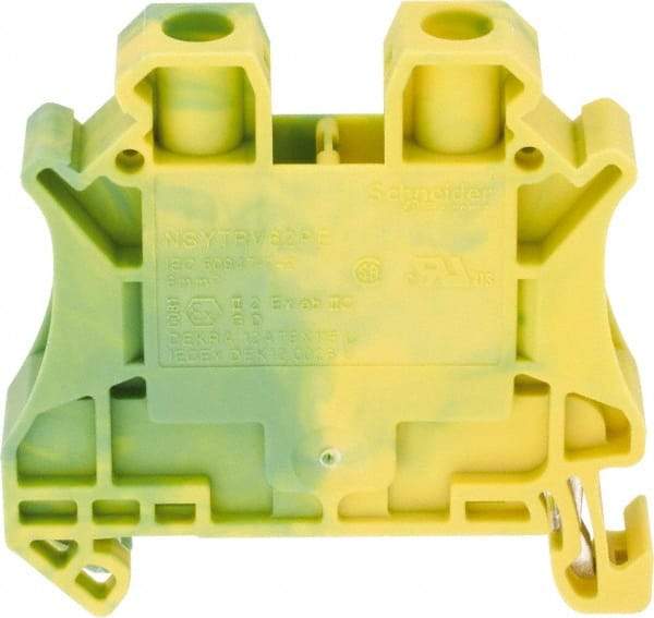 Schneider Electric - 1 Pole, 1,000 Volt, -40 to 266°F, DIN Rail Mount, Polyamide Grounding Terminal Block - 2 Contacts, 24 to 8 AWG Compatibility, 47-1/2mm High - All Tool & Supply