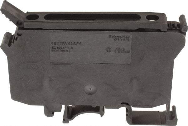 Schneider Electric - 1 Pole, 500 Volt, 10 Amp, -40 to 266°F, DIN Rail Mount, Polyamide Fused Terminal Block - 3 Contacts, 1/2 to 16mm Compatibility, 60-1/2mm High - All Tool & Supply