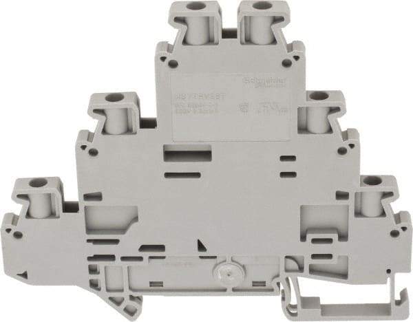 Schneider Electric - 3 Poles, 500 Volt, 24 Amp, -40 to 266°F, DIN Rail Mount, Polyamide Passthrough Terminal Block - 6 Contacts, 26 to 12 AWG Compatibility, 77-1/2mm High - All Tool & Supply