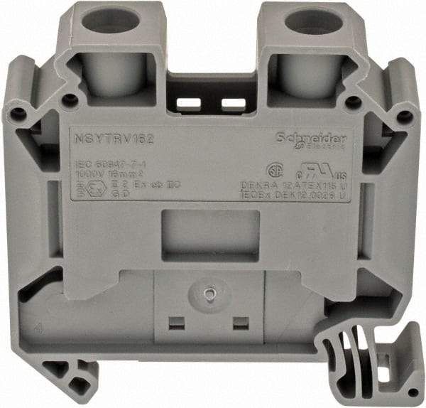 Schneider Electric - 1 Pole, 1,000 Volt, 101 Amp, -40 to 266°F, DIN Rail Mount, Polyamide Passthrough Terminal Block - 2 Contacts, 16 to 4 AWG Compatibility, 55mm High - All Tool & Supply