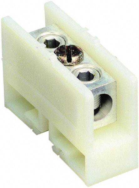 Square D - 600 VAC, 255 Amp, -40 to 275°F, DIN Rail Mount, Nylon Standard Terminal Block - 1 Contact, Tin Plated Aluminum, 6 AWG Compatibility Size, 2.32 Inch High x 3.23 Inch Deep - All Tool & Supply