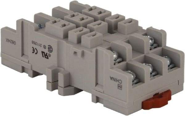 Square D - 11 Pins, 300 VAC, 15 Amp (UL and CSA), Square Relay Socket - DIN Rail Mount, Panel Mount, 2 Tiers, Screw Terminal - All Tool & Supply