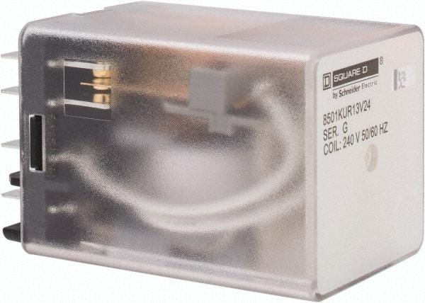 Square D - 11 Pins, 1 hp at 277 Volt & 1/3 hp at 120 Volt, 3 VA Power Rating, Square Electromechanical Plug-in General Purpose Relay - 10 Amp at 250 VAC, 3PDT, 240 VAC at 50/60 Hz, 34.9mm Wide x 50mm High x 35.4mm Deep - All Tool & Supply