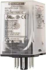 Square D - 8 Pins, 1 hp at 277 Volt & 1/3 hp at 120 Volt, 3 VA Power Rating, Octal Electromechanical Plug-in General Purpose Relay - 10 Amp at 250 VAC, DPDT, 240 VAC at 50/60 Hz, 34.9mm Wide x 50.3mm High x 35.4mm Deep - All Tool & Supply