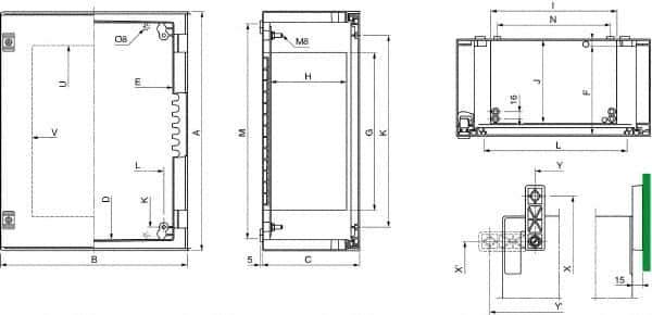 Schneider Electric - Polyester Standard Enclosure Hinge Cover - NEMA 13, 4X, 430mm Wide x 530 mm High x 200mm Deep, Impact Resistant - All Tool & Supply