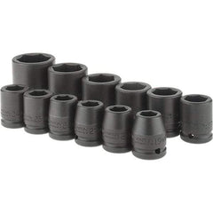 Proto - 12 Piece 3/4" Drive Black Finish Impact Socket Set - 6 Points, 19mm to 46mm Range, Metric Measurement Standard - All Tool & Supply