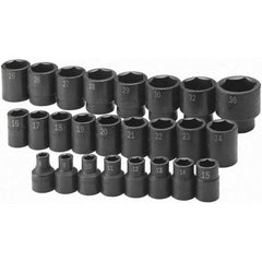 SK - 1/2" Drive Standard Impact Socket Set - 8 to 36mm, Metric Measurement Standard - All Tool & Supply