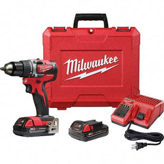 Milwaukee Tool - 18 Volt 1/2" Chuck Pistol Grip Handle Cordless Drill - 0-1800 RPM, Single-Sleeve Ratcheting Chuck, Reversible, 2 Lithium-Ion Batteries Included - All Tool & Supply