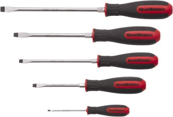 GearWrench - 5 Piece Slotted Screwdriver Set - Blade Sizes: Length 3, 4, 6 & 8 - All Tool & Supply