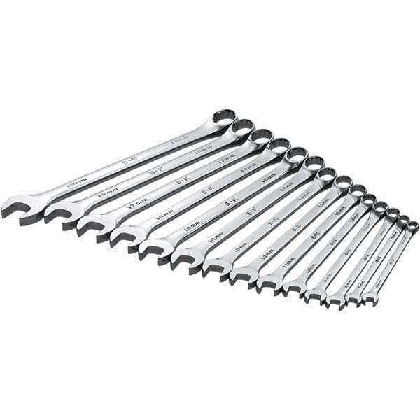 SK - 14 Piece, Combination Wrench Set - Metric System of Measurement, Chrome Finish - All Tool & Supply