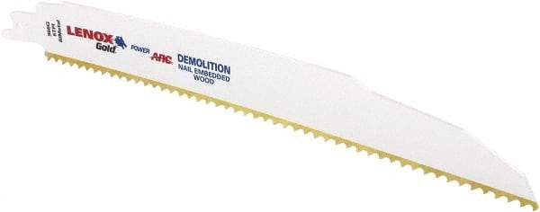 Lenox - 9" Long x 7/8" Thick, Bi-Metal Reciprocating Saw Blade - Tapered Profile, 6 TPI, Toothed Edge, Universal Shank - All Tool & Supply