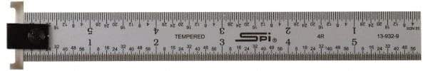 SPI - 18" Long, 1/64, 1/32" and 0.5, 1mm Graduation, Tool Steel Rule - English/Metric Graduation Style, 1-1/8" Wide, Silver, Satin Chrome Finish - All Tool & Supply