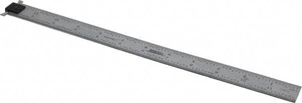 SPI - 12" Long, 1/64, 1/32" and 0.5, 1mm Graduation, Tool Steel Rule - English/Metric Graduation Style, 1" Wide, Silver, Satin Chrome Finish - All Tool & Supply