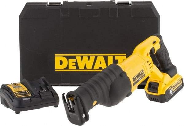 DeWALT - 20V, 0 to 3,000 SPM, Cordless Reciprocating Saw - 1-1/8" Stroke Length, 19-1/4" Saw Length, 1 Lithium-Ion Battery Included - All Tool & Supply