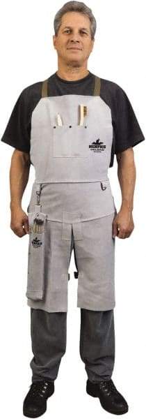 MCR Safety - 24 x 36" Flame Resistant/Retardant & Welding Bib Apron - Leather, 30 oz Material, Gray, 1 Pocket - All Tool & Supply