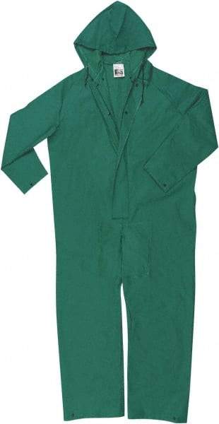 MCR Safety - Size 4XL, Green, Rain, Limited Flammability Coverall - 56" Chest, Snap Ankle, Take Up Snaps Wrist - All Tool & Supply