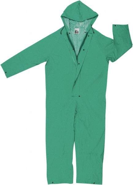 MCR Safety - Size 3XL, Green, Rain Coverall - 56" Chest, Snap Ankle, Take Up Snaps Wrist - All Tool & Supply