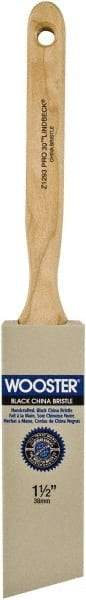 Wooster Brush - 1-1/2" Angled Hog Sash Brush - 2-7/16" Bristle Length, 8" Maple Fluted Handle - All Tool & Supply