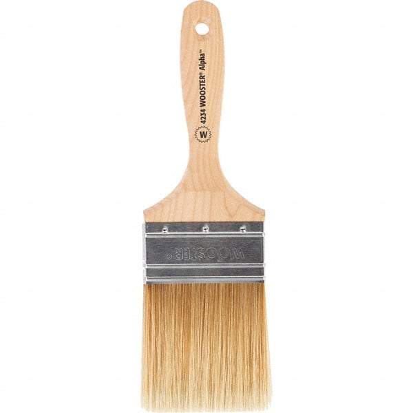 Wooster Brush - 3" Flat Synthetic Wall Brush - 3-7/16" Bristle Length, 6-1/4" Maple Beavertail Handle - All Tool & Supply