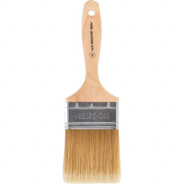 Wooster Brush - 3" Flat Synthetic Varnish Brush - 3-3/16" Bristle Length, 6-1/2" Maple Beavertail Handle - All Tool & Supply