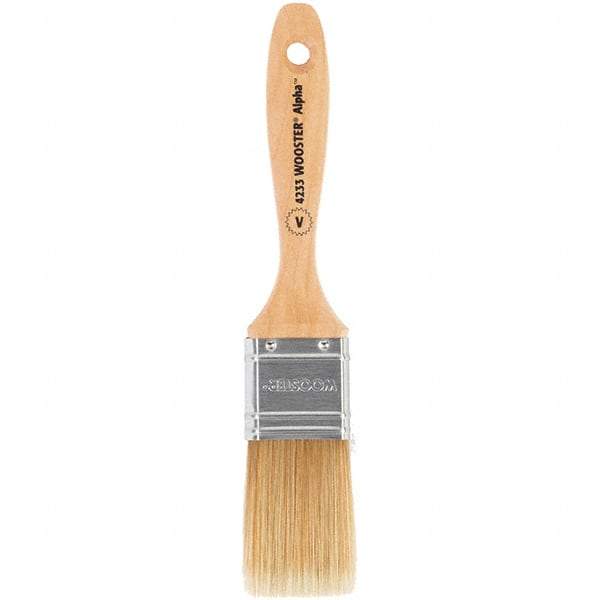 Wooster Brush - 1-1/2" Flat Synthetic Varnish Brush - 2-7/16" Bristle Length, 6-1/2" Maple Beavertail Handle - All Tool & Supply