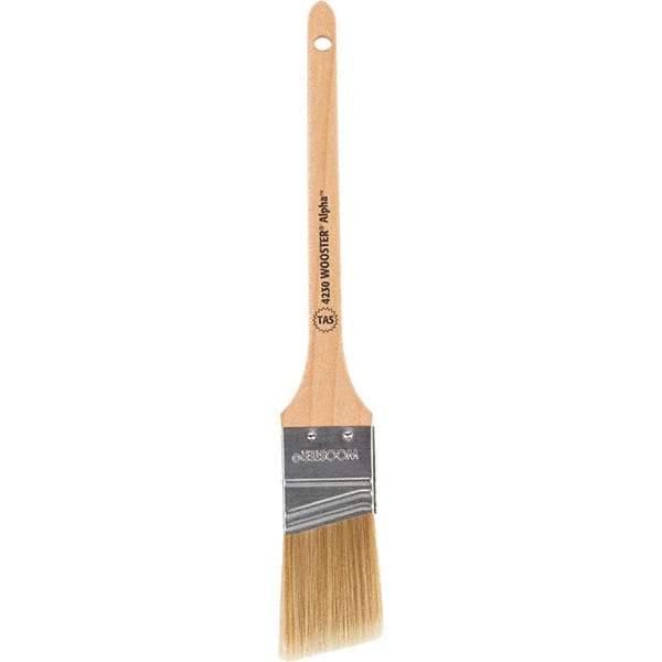 Wooster Brush - 1-1/2" Angled Synthetic Sash Brush - 2-3/16" Bristle Length, 8" Maple Rattail Handle - All Tool & Supply