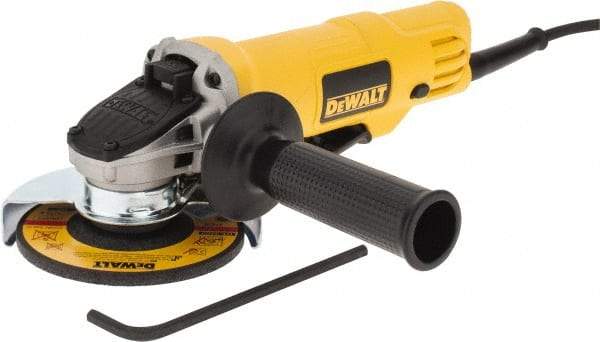 DeWALT - 4-1/2" Wheel Diam, 12,000 RPM, Corded Angle & Disc Grinder - 5/8-11 Spindle, 120 Volts, 7.5 Amps - All Tool & Supply